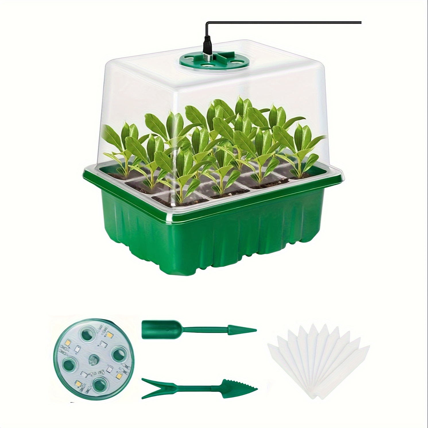 Humidity Dome Kit - Sämlings-Starter-Kit - 1/2/3 Sets, 8 LED-Pflanzenlampen,